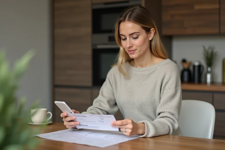 Femme utilisant un check Cadeos Infini à la maison