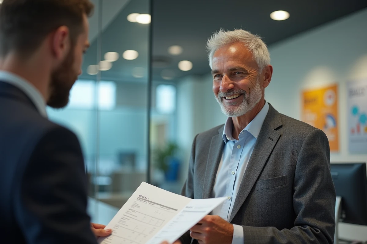 Homme français discutant avec un conseiller bancaire
