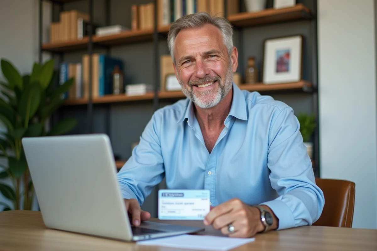 Homme saisissant un code Cadeos Infini sur son ordinateur